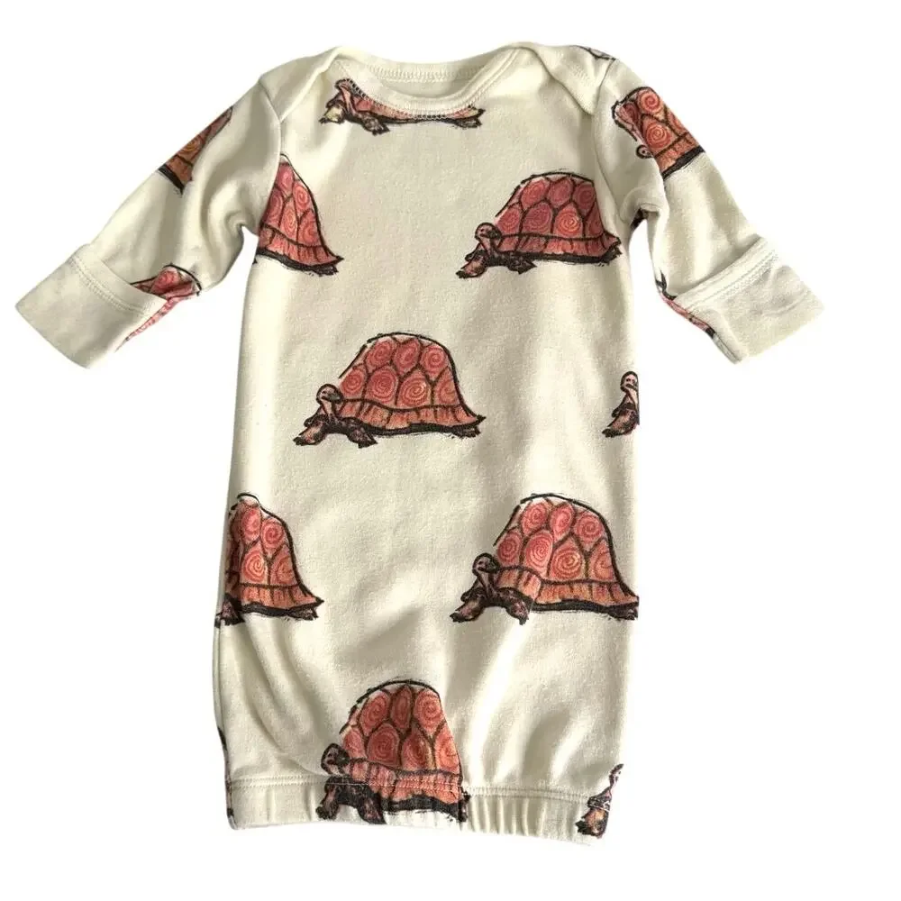 Babysoy newborn sleep gown sack organic cotton size 0-3 months tortoise